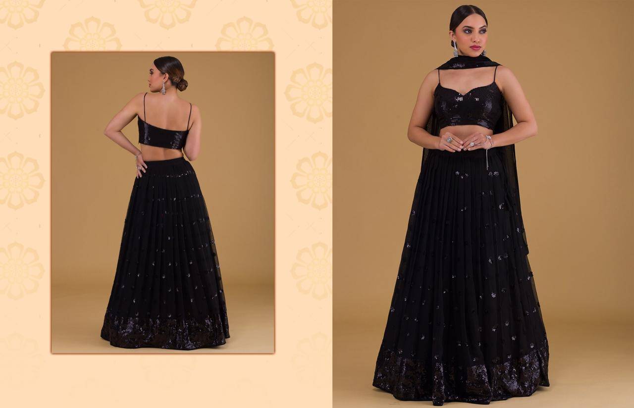 Zeel Clothing vol 27 georgette Black Wedding lehenga choli in Kolkata